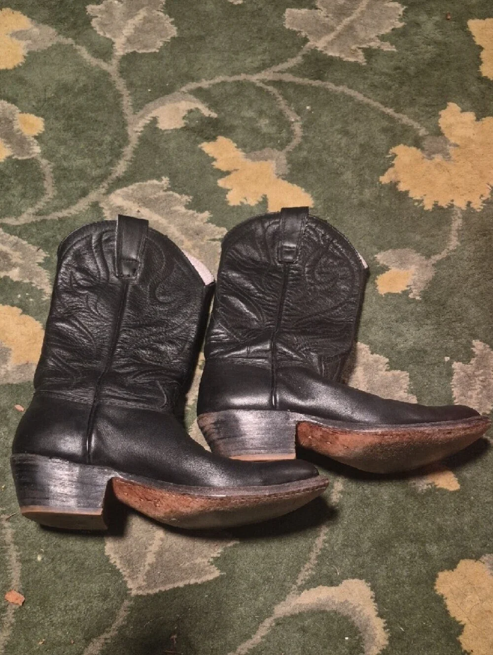 Classic Black Leather Western Boots - Men's